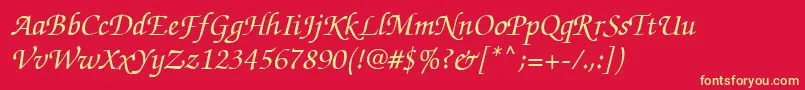 ItcZapfChanceryРќРµР¶РёСЂРЅС‹Р№РљСѓСЂСЃРёРІ Font – Yellow Fonts on Red Background