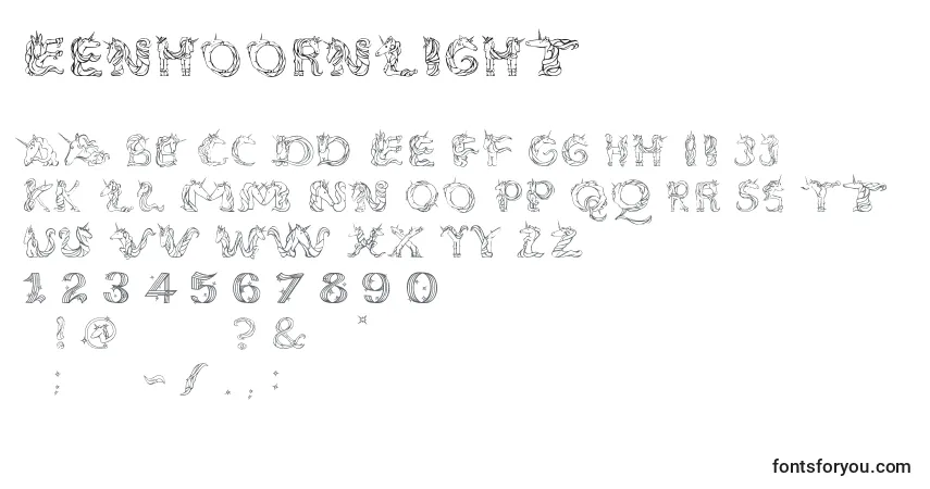 Schriftart EenhoornLight – Alphabet, Zahlen, spezielle Symbole