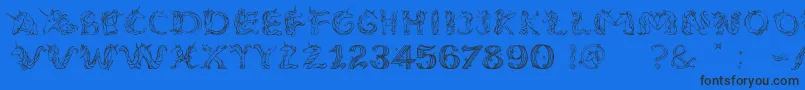 EenhoornLight-Schriftart – Schwarze Schriften auf blauem Hintergrund