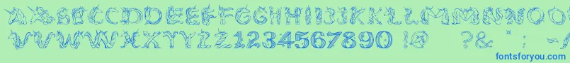 EenhoornLight Font – Blue Fonts on Green Background