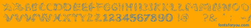 EenhoornLight Font – Blue Fonts on Orange Background