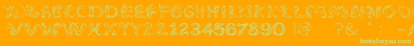EenhoornLight Font – Green Fonts on Orange Background