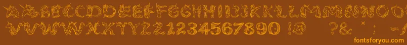 EenhoornLight-Schriftart – Orangefarbene Schriften auf braunem Hintergrund