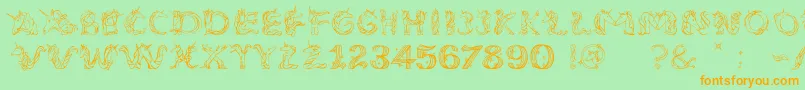 EenhoornLight Font – Orange Fonts on Green Background