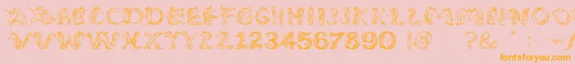 フォントEenhoornLight – オレンジの文字がピンクの背景にあります。