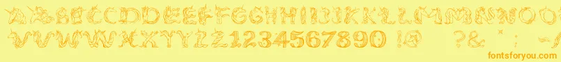 EenhoornLight Font – Orange Fonts on Yellow Background