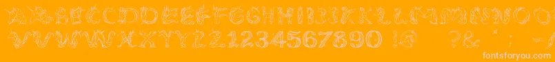 EenhoornLight-Schriftart – Rosa Schriften auf orangefarbenem Hintergrund