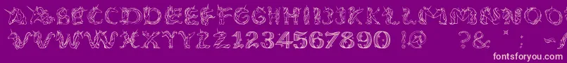 EenhoornLight-Schriftart – Rosa Schriften auf violettem Hintergrund