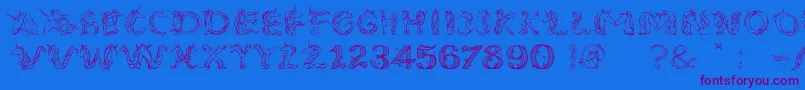 EenhoornLight Font – Purple Fonts on Blue Background