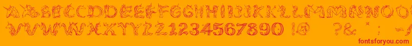 フォントEenhoornLight – オレンジの背景に赤い文字