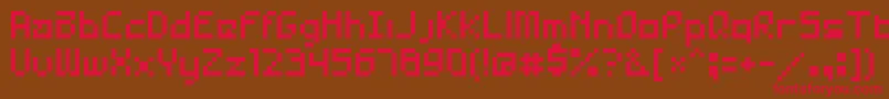 フォントAsaiHaxxor – 赤い文字が茶色の背景にあります。