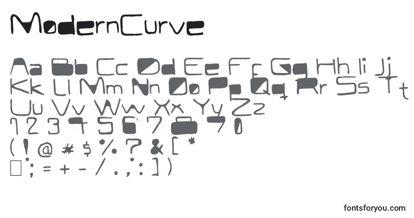 Czcionka ModernCurve – alfabet, cyfry, specjalne znaki