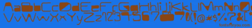 フォントModernCurve – 茶色の文字が青い背景にあります。