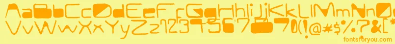 ModernCurve-Schriftart – Orangefarbene Schriften auf gelbem Hintergrund