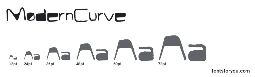 Размеры шрифта ModernCurve