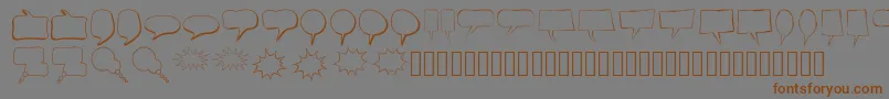 フォントAlinSpeechBubbles – 茶色の文字が灰色の背景にあります。