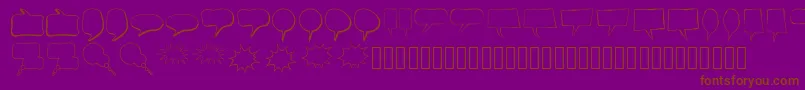 AlinSpeechBubbles-Schriftart – Braune Schriften auf violettem Hintergrund