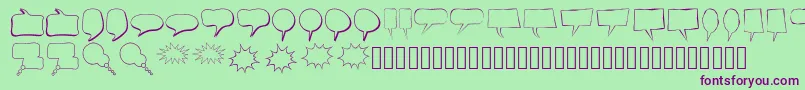 AlinSpeechBubbles Font – Purple Fonts on Green Background