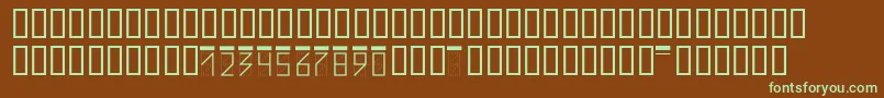 フォントZipcode – 緑色の文字が茶色の背景にあります。