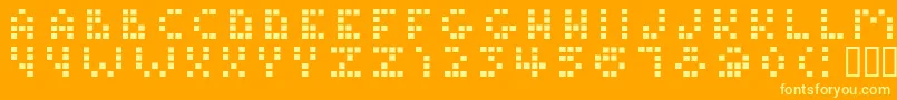 TamagotchiNormal Font – Yellow Fonts on Orange Background