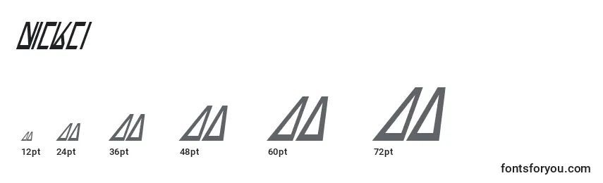 Размеры шрифта Nickci