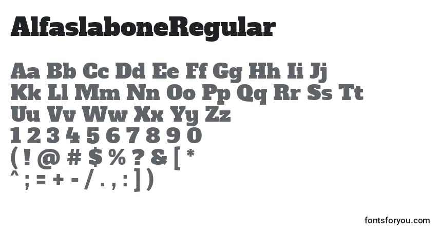 AlfaslaboneRegular Font – alphabet, numbers, special characters