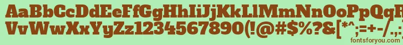 AlfaslaboneRegular-Schriftart – Braune Schriften auf grünem Hintergrund