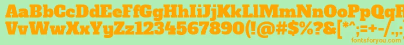AlfaslaboneRegular-Schriftart – Orangefarbene Schriften auf grünem Hintergrund