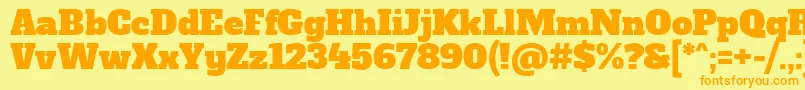 AlfaslaboneRegular-fontti – oranssit fontit keltaisella taustalla