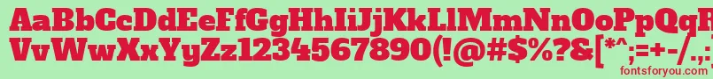 AlfaslaboneRegular-fontti – punaiset fontit vihreällä taustalla