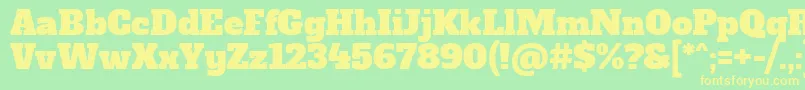 AlfaslaboneRegular-fontti – keltaiset fontit vihreällä taustalla