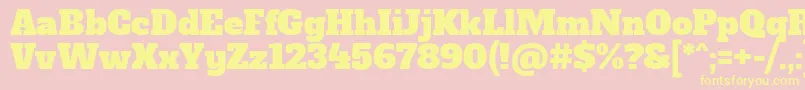 AlfaslaboneRegular-fontti – keltaiset fontit vaaleanpunaisella taustalla