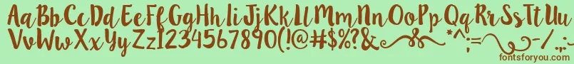 Lillybelle2 Font – Brown Fonts on Green Background