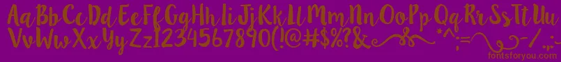 Lillybelle2-Schriftart – Braune Schriften auf violettem Hintergrund