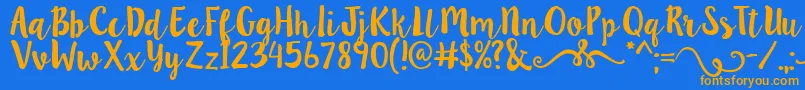 Lillybelle2 Font – Orange Fonts on Blue Background