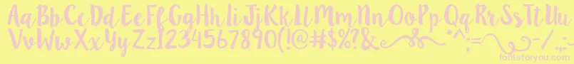 Lillybelle2-Schriftart – Rosa Schriften auf gelbem Hintergrund