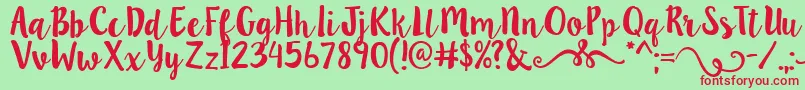 Lillybelle2 Font – Red Fonts on Green Background