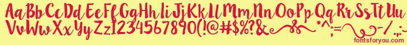Lillybelle2 Font – Red Fonts on Yellow Background