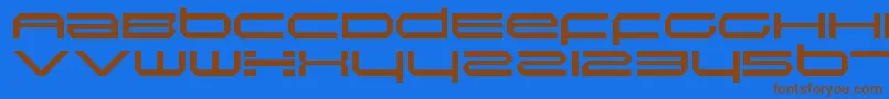 フォントInductionRegular – 茶色の文字が青い背景にあります。