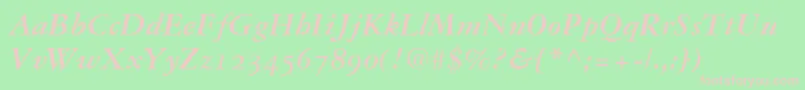 Garamond3BoldItalicOldStyleFigures Font – Pink Fonts on Green Background