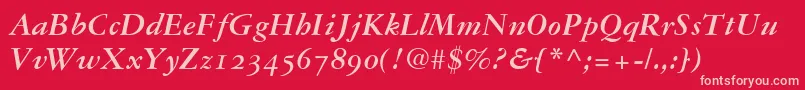 Garamond3BoldItalicOldStyleFigures Font – Pink Fonts on Red Background