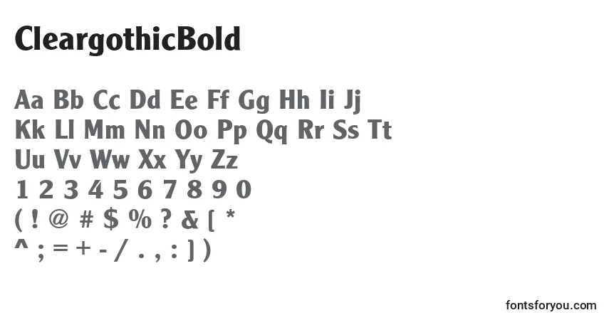 A fonte CleargothicBold – alfabeto, números, caracteres especiais