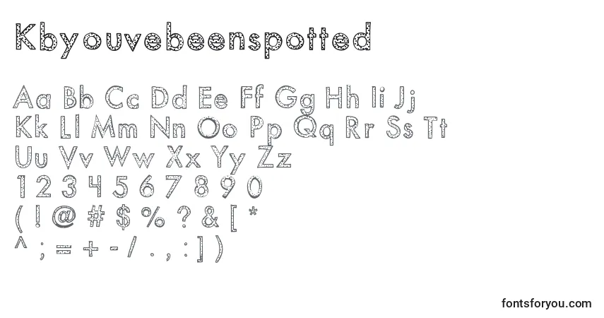 Czcionka Kbyouvebeenspotted – alfabet, cyfry, specjalne znaki