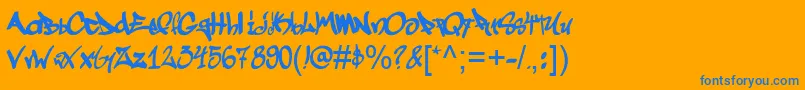 Graffogie Font – Blue Fonts on Orange Background