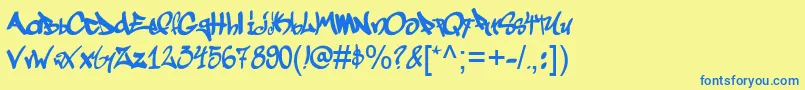 Graffogie Font – Blue Fonts on Yellow Background