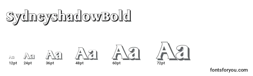 Размеры шрифта SydneyshadowBold
