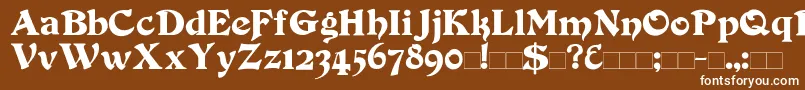 Duvall-fontti – valkoiset fontit ruskealla taustalla