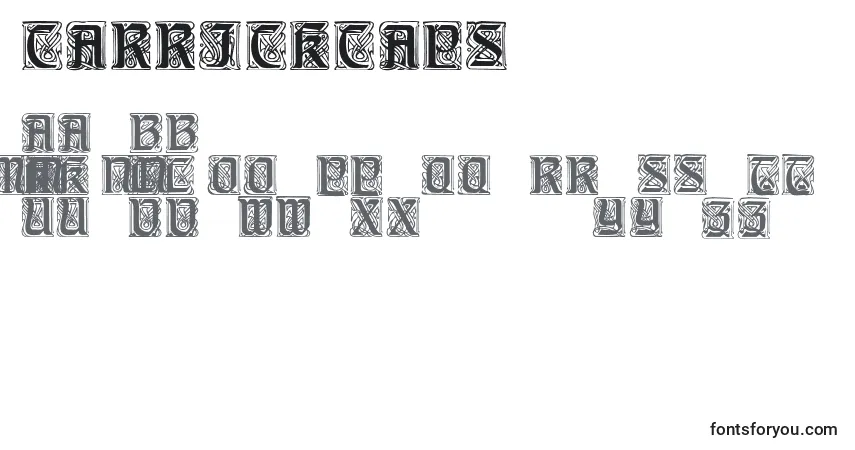 Schriftart Carrickcaps – Alphabet, Zahlen, spezielle Symbole