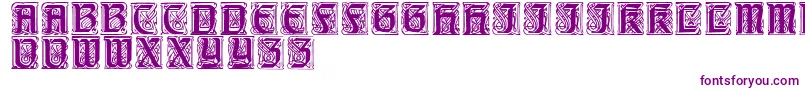 Carrickcaps-Schriftart – Violette Schriften auf weißem Hintergrund