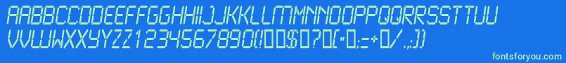 Lcd2Normal Font – Green Fonts on Blue Background